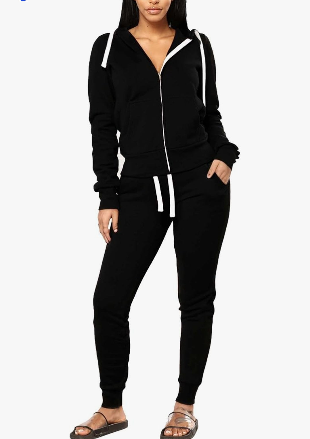 Women 2 Piece Sweatsuit Fall Outfits jogger Tracksuit Sweatpants Sets Casual Long Sleeve Zip Up Hoodie