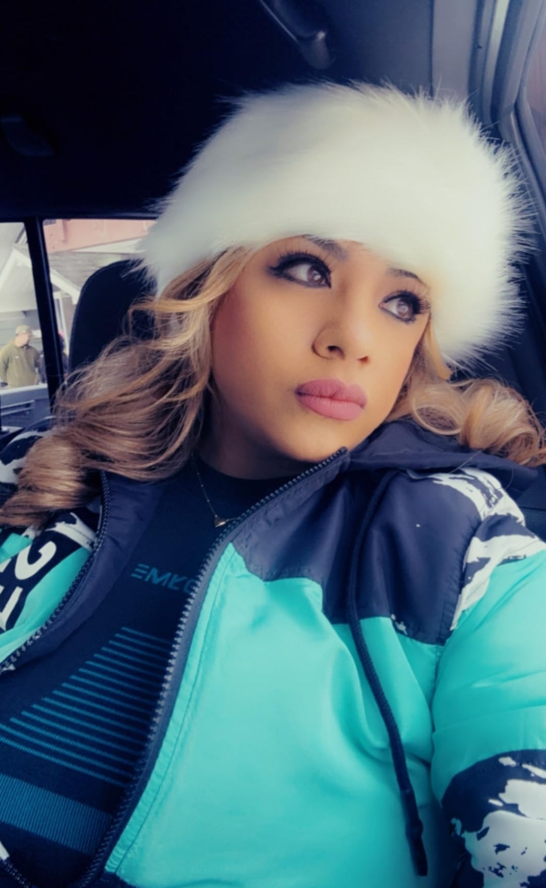 Womens Faux Fur Headband with Elastic Earwarmer Earmuff for winter cold weather