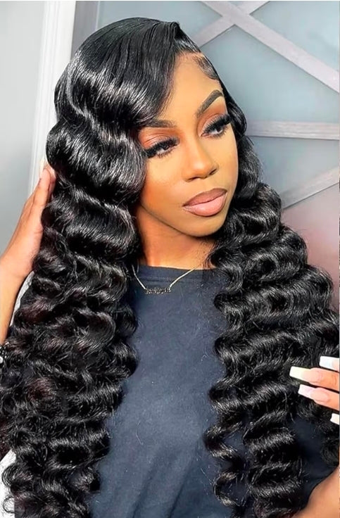 Deep Wave Lace Front Wigs Human Hair 13x4 HD Transparent Lace Frontal Wigs 200 Density Glueless Wigs Pre Plucked with Baby Hair