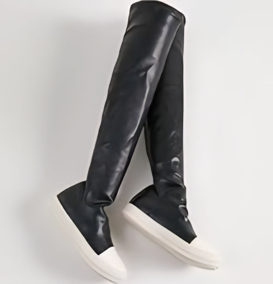 Thigh High Boots for Women Flat Over The Knee Round Toe Booties