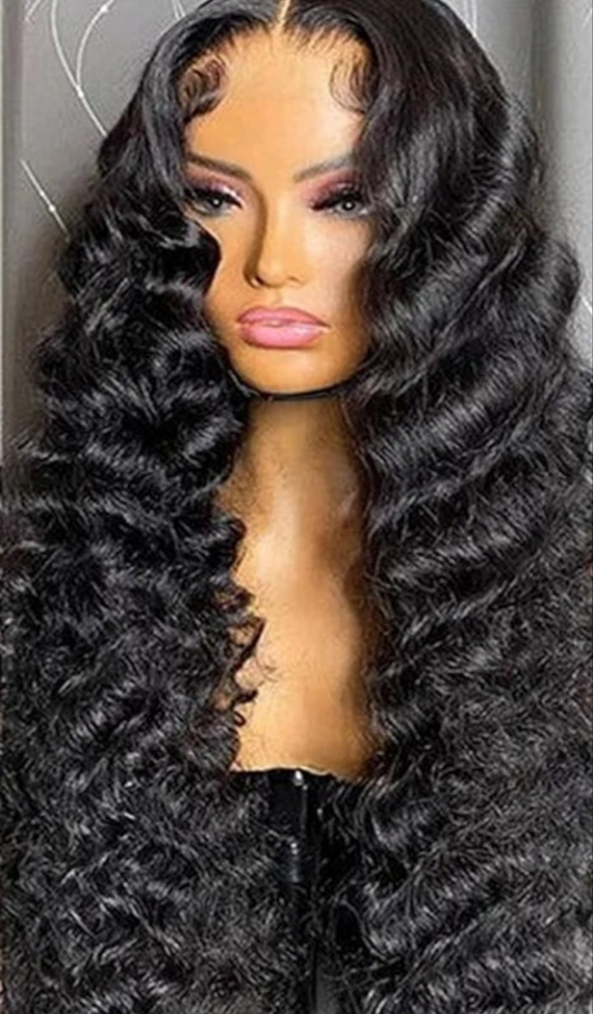 Deep Wave Lace Front Wigs Human Hair 180 Density Glueless Wigs for Women 13x4 HD Transparent Lace Front Wigs Pre Plucked with Baby Hair 22 Inch