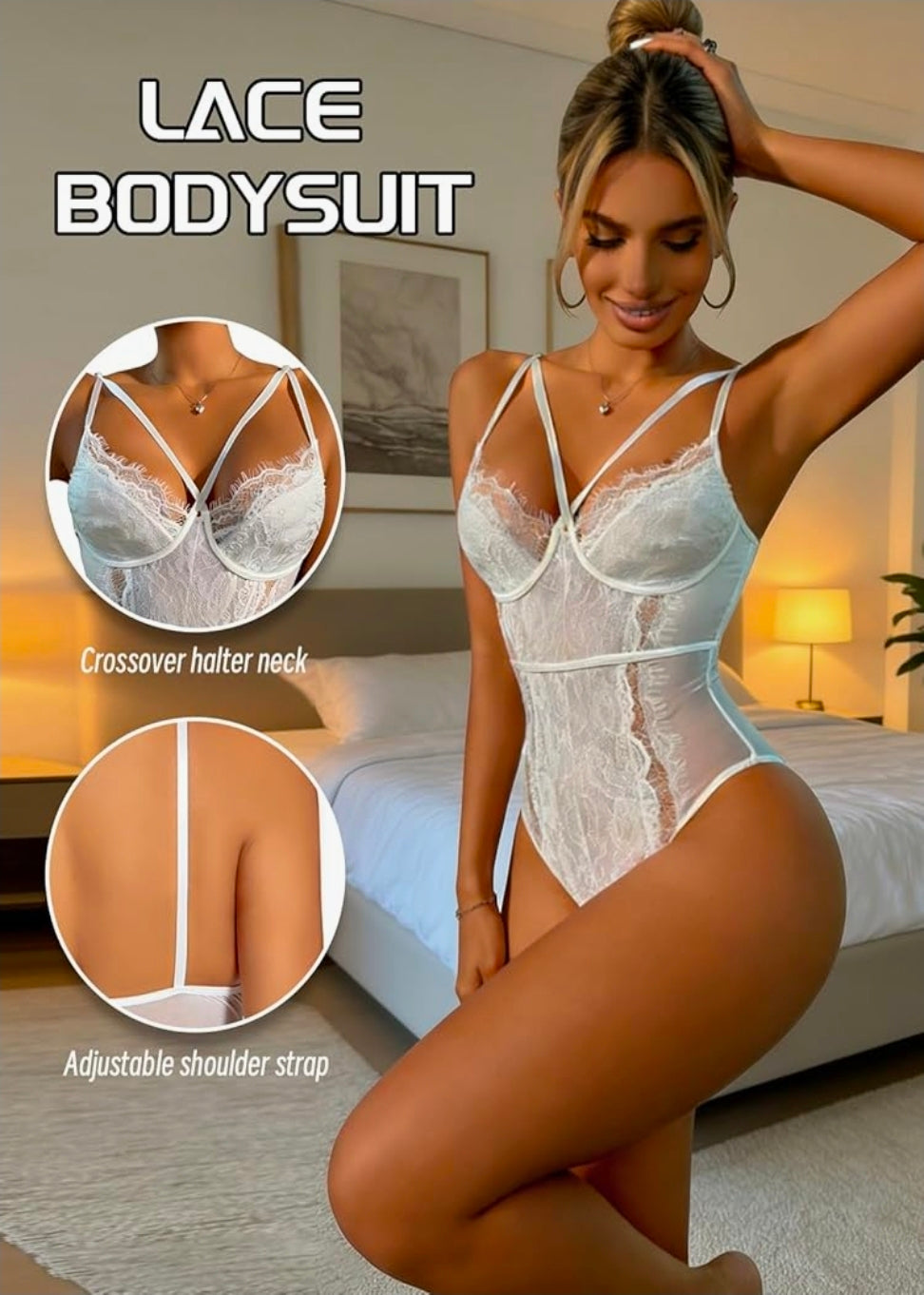Womens Sexy Bodysuit Lingerie One Piece Babydoll V Neck Teddy Snap Crotch