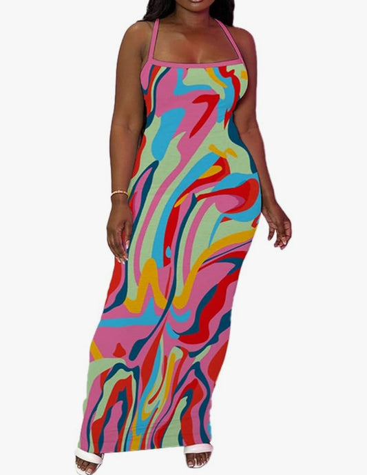 Women Summer Long Dress Casual Slip Sexy Slim Sleeveless Bodycon Maxi Dresses for Women